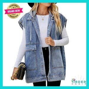 Oversized Denim Vest Sleeveless Jacket Distressed Y2K Chic Loose Fit